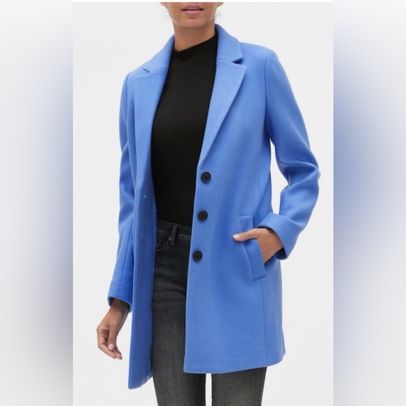 Banana Republic Factory Jackets & Blazers - Banana Republic Knit Top Coat Bright Blue Button Front Lapels